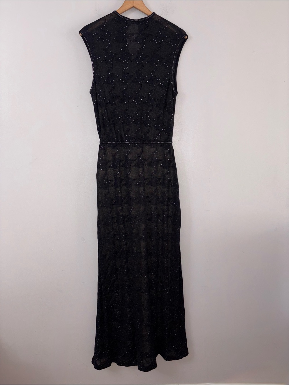 St. John Couture Vintage Knit Houndstooth Rhinestone Evening Dress